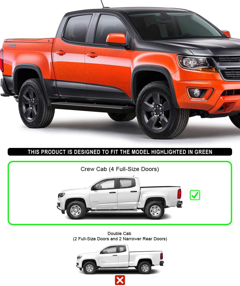 APS iBoard (Black Powder Coated 6 inches) Running Boards Nerf Bars Side Steps Step Rails Compatible with Chevy Colorado GMC Canyon 2015-2022 Crew Cab