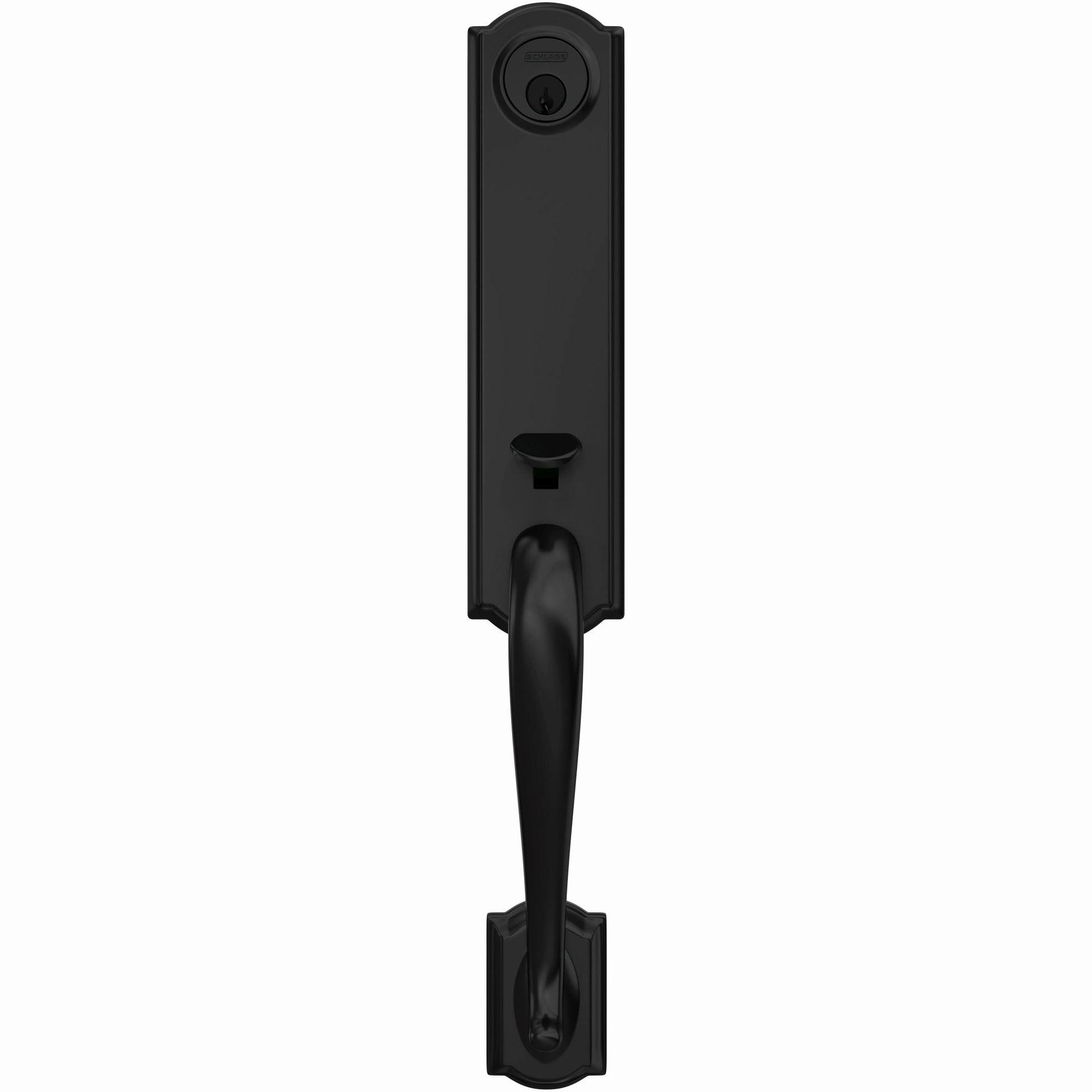 Schlage FCT58-CAM Custom Camelot Keyed Entry Single Cylinder Half Plate Handleset - Aged Bronze