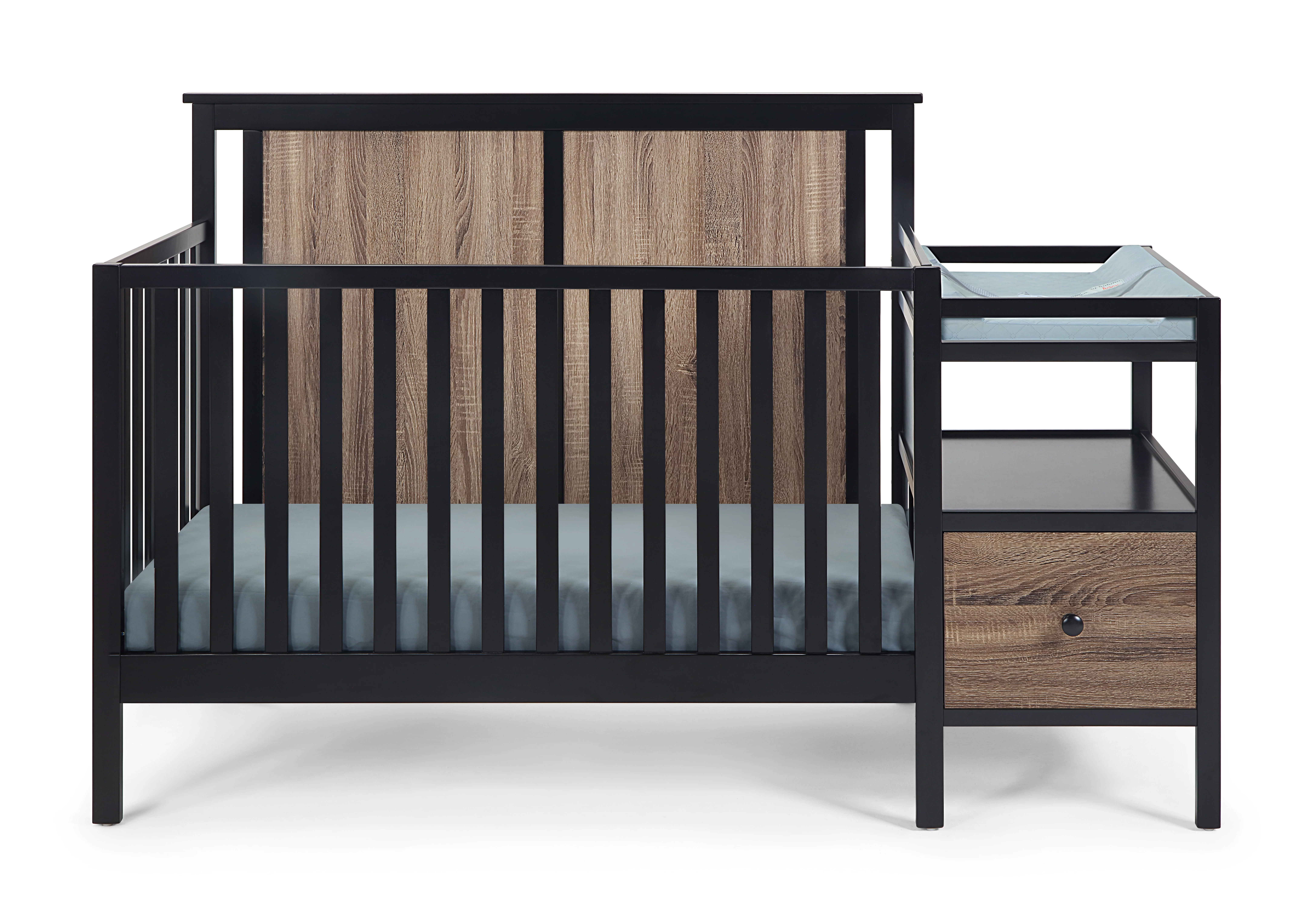 Suite Bebe Connelly 4-in-1 Convertible Mini Crib with Mattress Pad, Black
