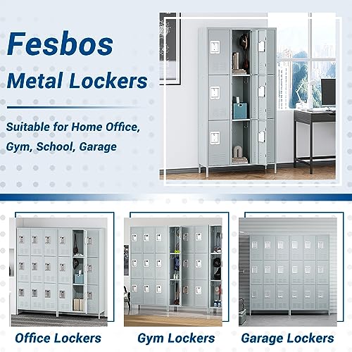 72" Metal Locker for Employees 3 Doors Blue Steel Storage Locker for Office, School, Gym - Metal Storage Cabinets for Home, Office, Gym, School