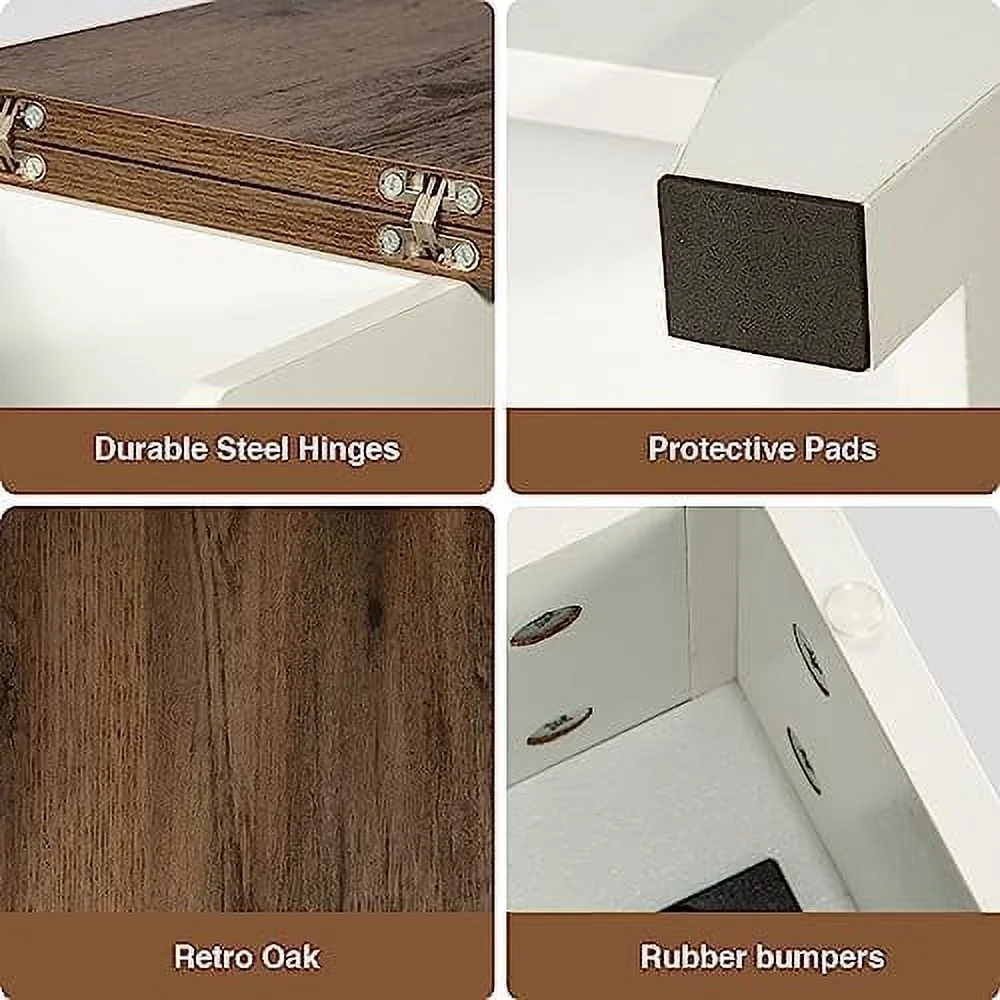 RUNFAYBIU Narrow End Table with Charging Station