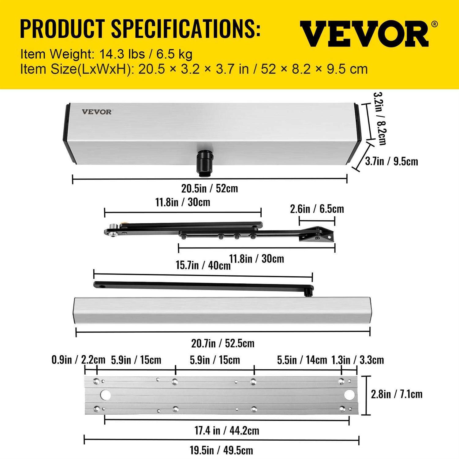VEVOR Automatic Door Opener 100-240v for max.220lbs doors Swing Door operator for disabilities w/ 2 wireless remotes