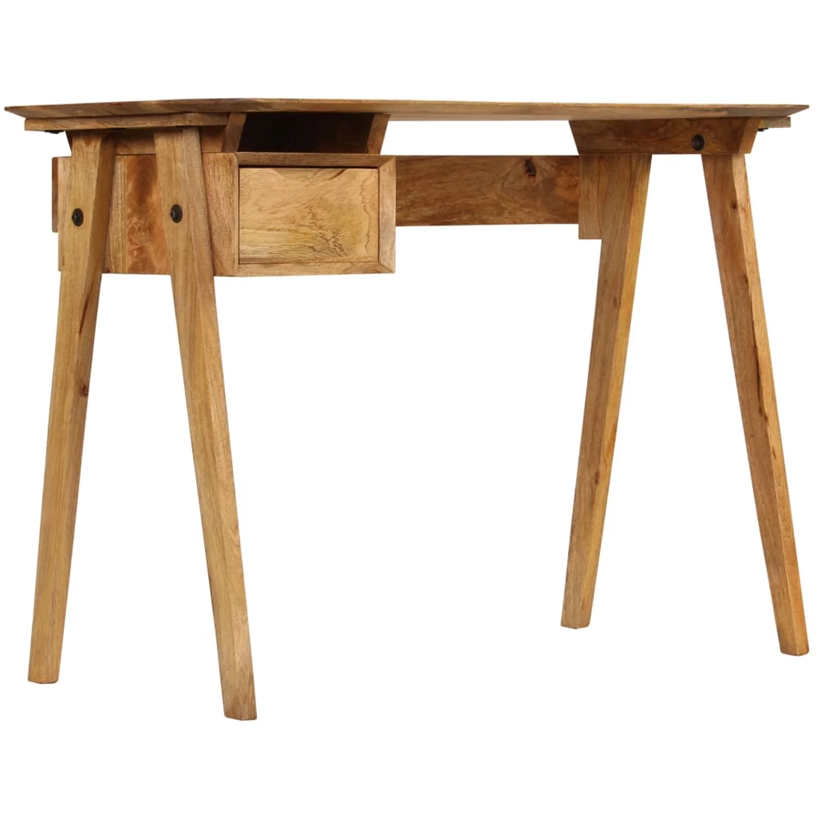 Anself Writing Table with Storage Drawer and Small Compartment Study Table Multifuctional Mango Wood Computer Desk for Home Office Furniture 43.3 x