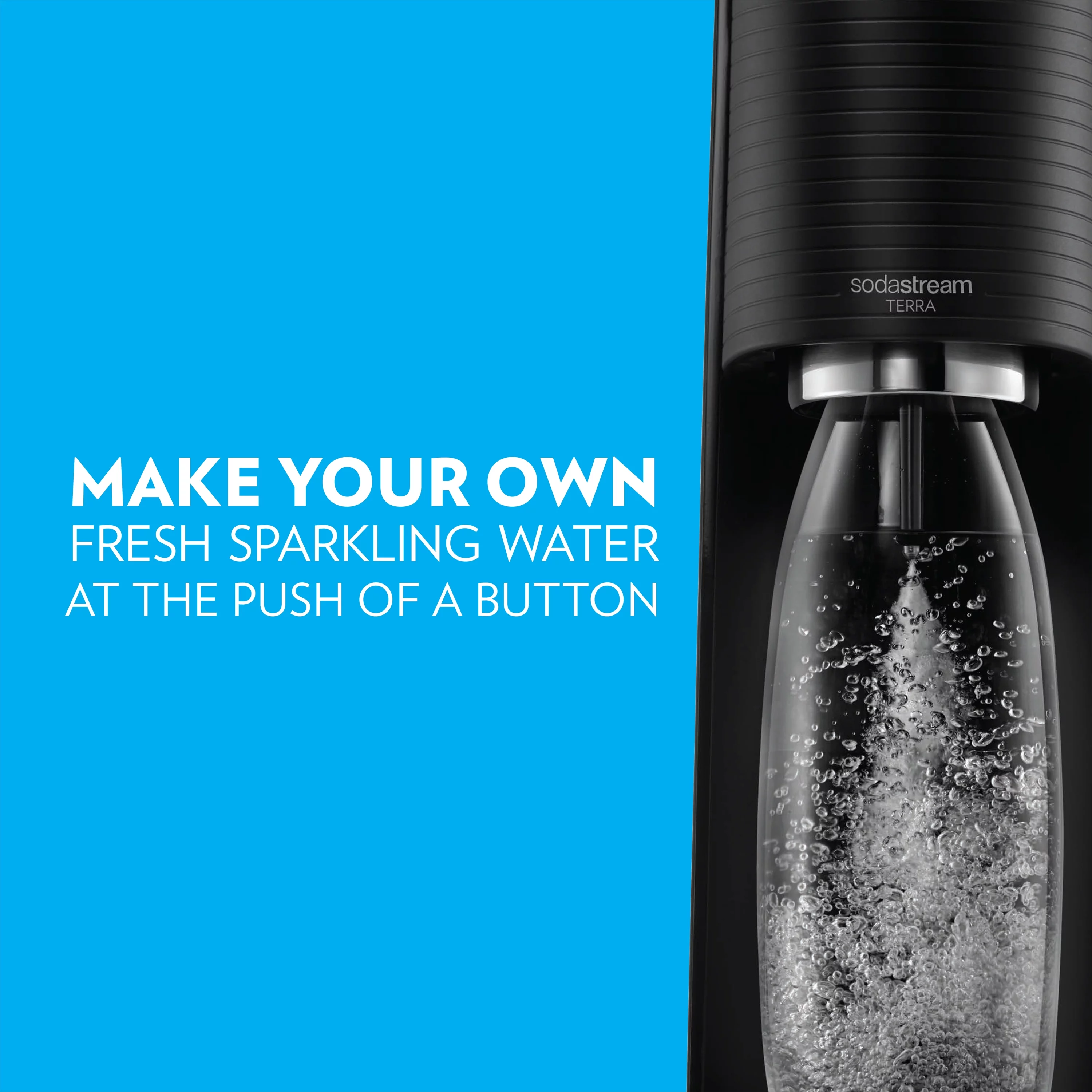 SodaStream Terra Sparkling Water Maker Bundle with CO2, 2 Bottles and 2 bubly Drops Flavoring - Radiant Selections