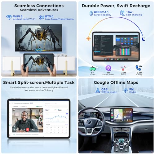 Tablet 12 inch Android 15 Tablets, 24GB（8+16）RAM+256 Storage(Expand to 1TB), Android Tablet with Keyboard, Octa-Core, 2K 2000x1200 Display