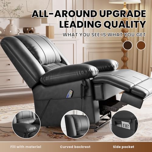 Large Dual Motor Power Lift Recliner Chair with Massage and Heat for Elderly People, Infinite Position,USB Ports and Remote Control