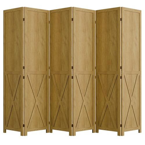 Cozy Castle Wood Room Divider, 4 Panel 66.9 Inch Privacy Screen, Folding Wall Divider, Barnwood Room Separator, Freestanding Partition