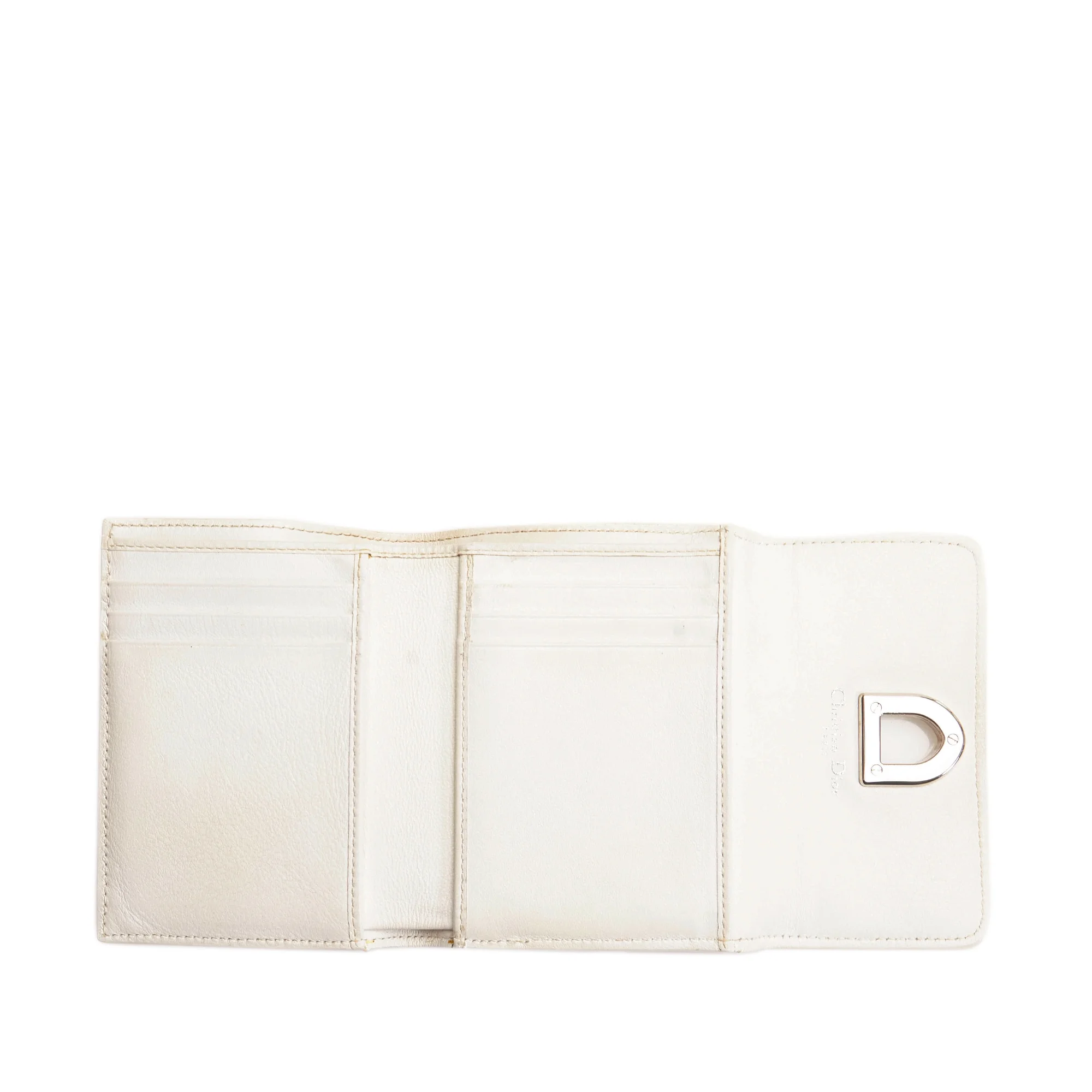 Pre-Owned Authenticated Dior Diorama Small Wallet Calf Leather Silver Small Wallets Women (Good)