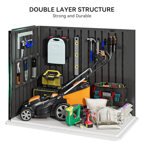 YITAHOME Outdoor Horizontal Storage Sheds w/o Shelf, Weather Resistant Resin Tool Shed, Multi-Opening Door for Storage of Bike, Trash Cans