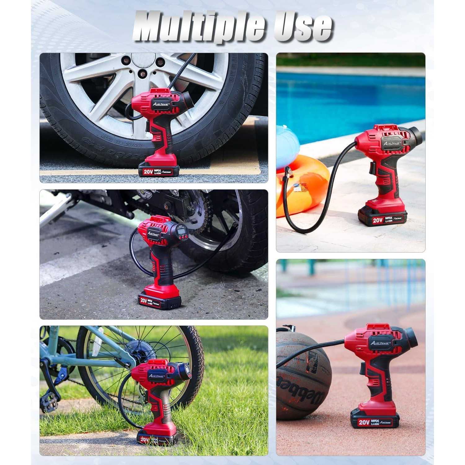 AVID POWER Tire Inflator Portable Air Compressor 20V Cordless Car Tire Pump - Sports Supplies Online Store