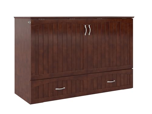 AFI Southampton Queen Murphy Bed Chest with Mattress, Storage, and Built-in Charger in Grey