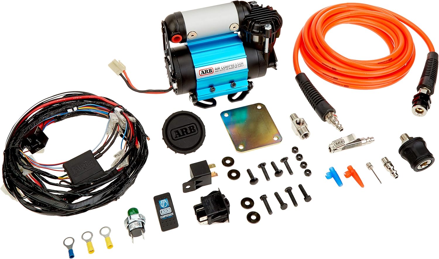 ARB Inflation Kit Air Compressor and Orange Air Hose Pump Up Kit with Quick Fitting Bundle On Board System