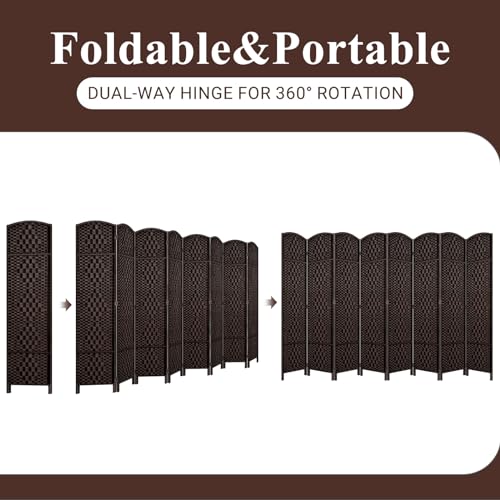 Room Divider, Room Dividers and Folding Privacy Screens, 16in Privacy Screen, 6 Panel Temporary Wall Partitions, 6ft Space Separation Panel Screen