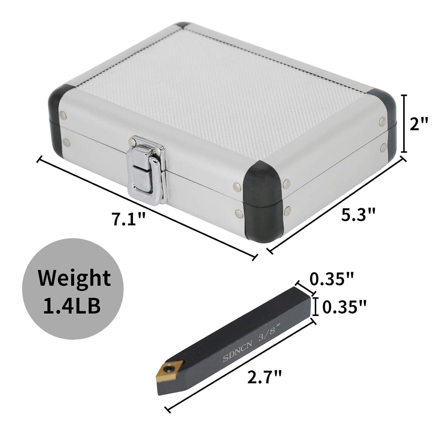 Indexable Lathe Turning Tool,1/2'' Shank 7 Pieces Carbide Turning Tool Set,Metal Lathe Tools Holder with Portable Case