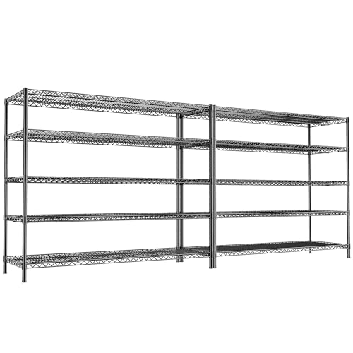 REIBII 55.5" W Storage Shelves 3200LBS Metal Shelving 5 Tier Wire Shelving Unit Garage Shelving Heavy Duty Metal Shelves for Storage Rack Commercial