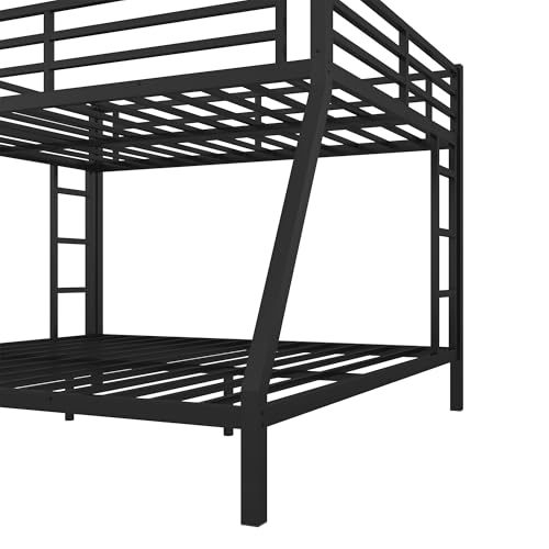Heavy Duty Bunk Bed Frame with Ladder, Twin XL Over Twin XL Bunk Beds with Safety Guardrails, Adults Bunk Beds with Noise-Reducing Rubber Stoppers