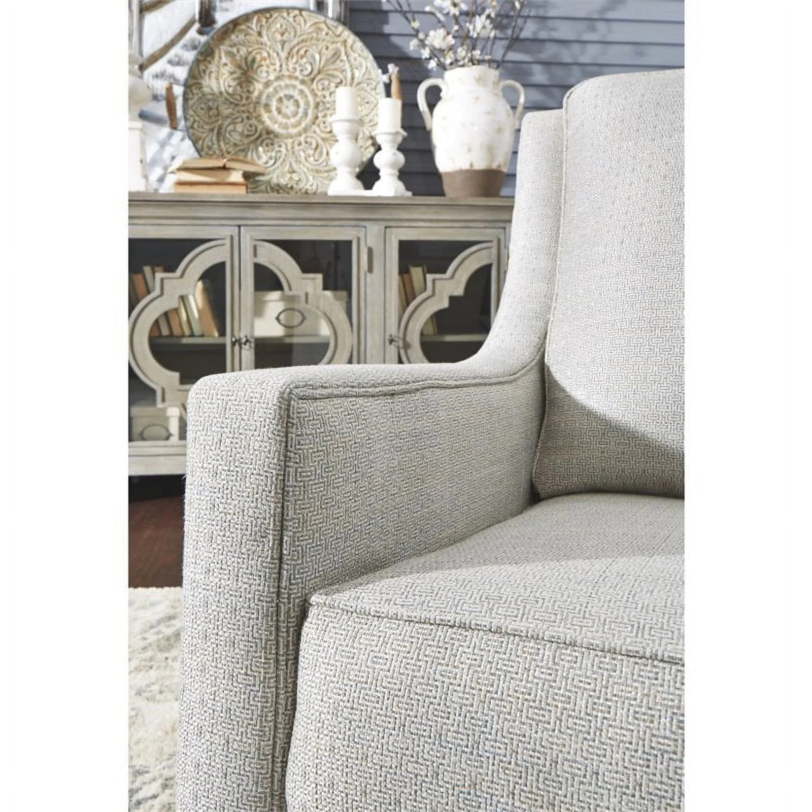 Bowery Hill Contemporary Swivel Glider Accent Chair in Frost