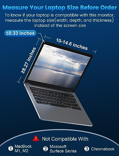 FOPO 12" Triple Laptop Screen Extender Triple Portable Monitor for 13"-14.1" Laptop, FHD 1080P IPS Dual Display