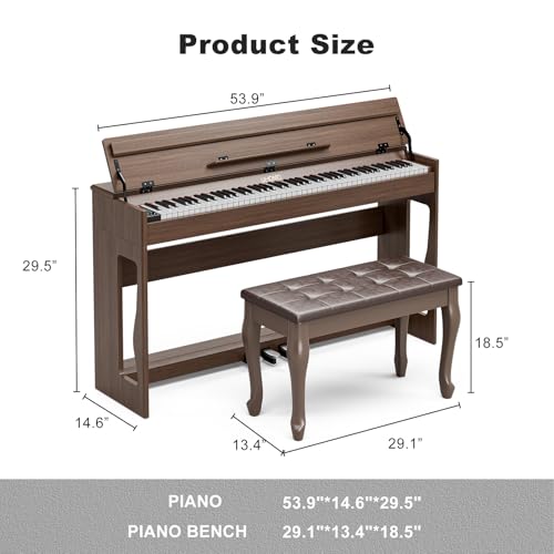 UMOMO 88 Weighted Key Digital Piano with Duet Piano Bench