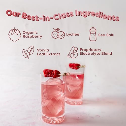 FlavCity Raspberry Lychee Electrolytes Drink Mix, 28 On-The-Go Stick Packs - Healthy Electrolytes Powder Packets Made with Real Fruit