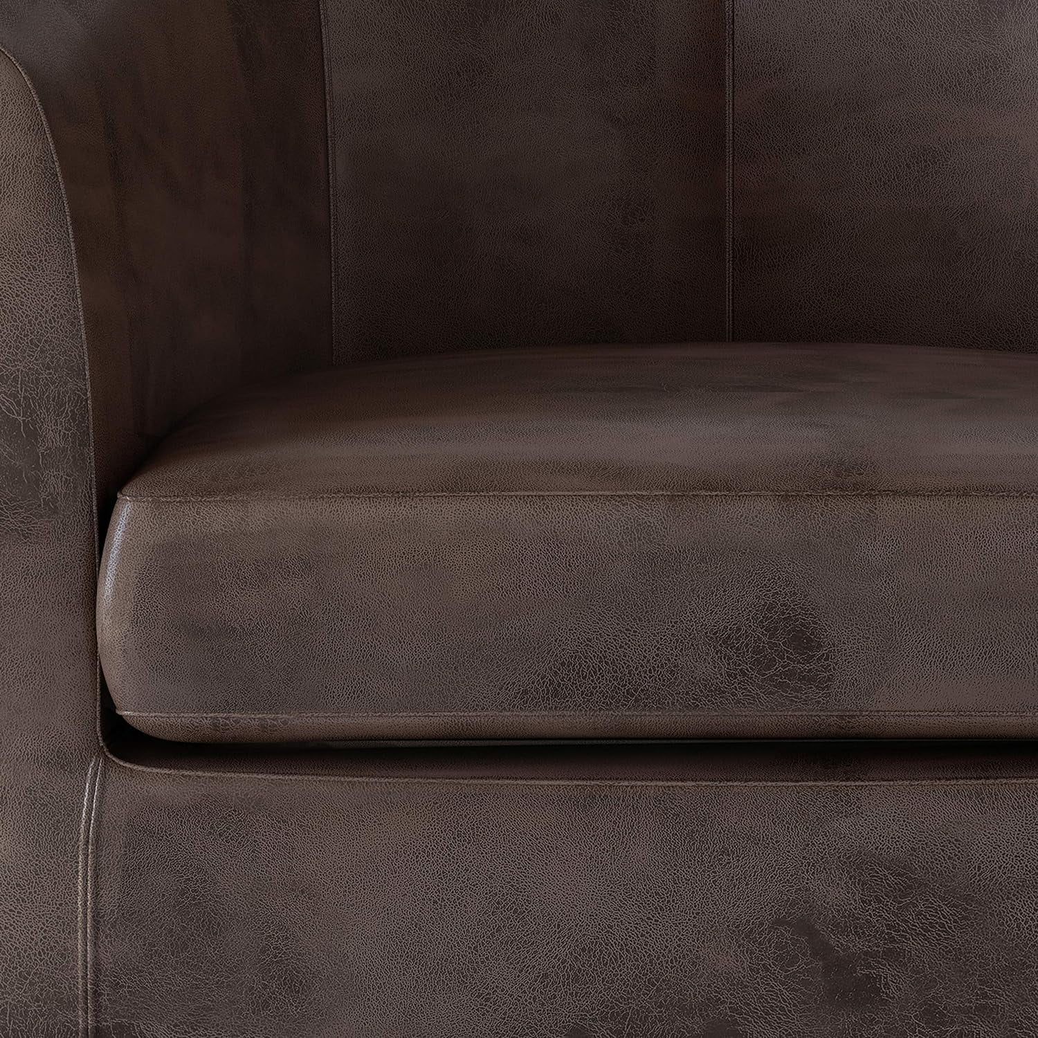 Austin 30 Inch Wide Contemporary Tub Chair In Faux Air Leather In Distressed Brown, With High Density Foam, SOLID WOOD Legs, Simple Assembly