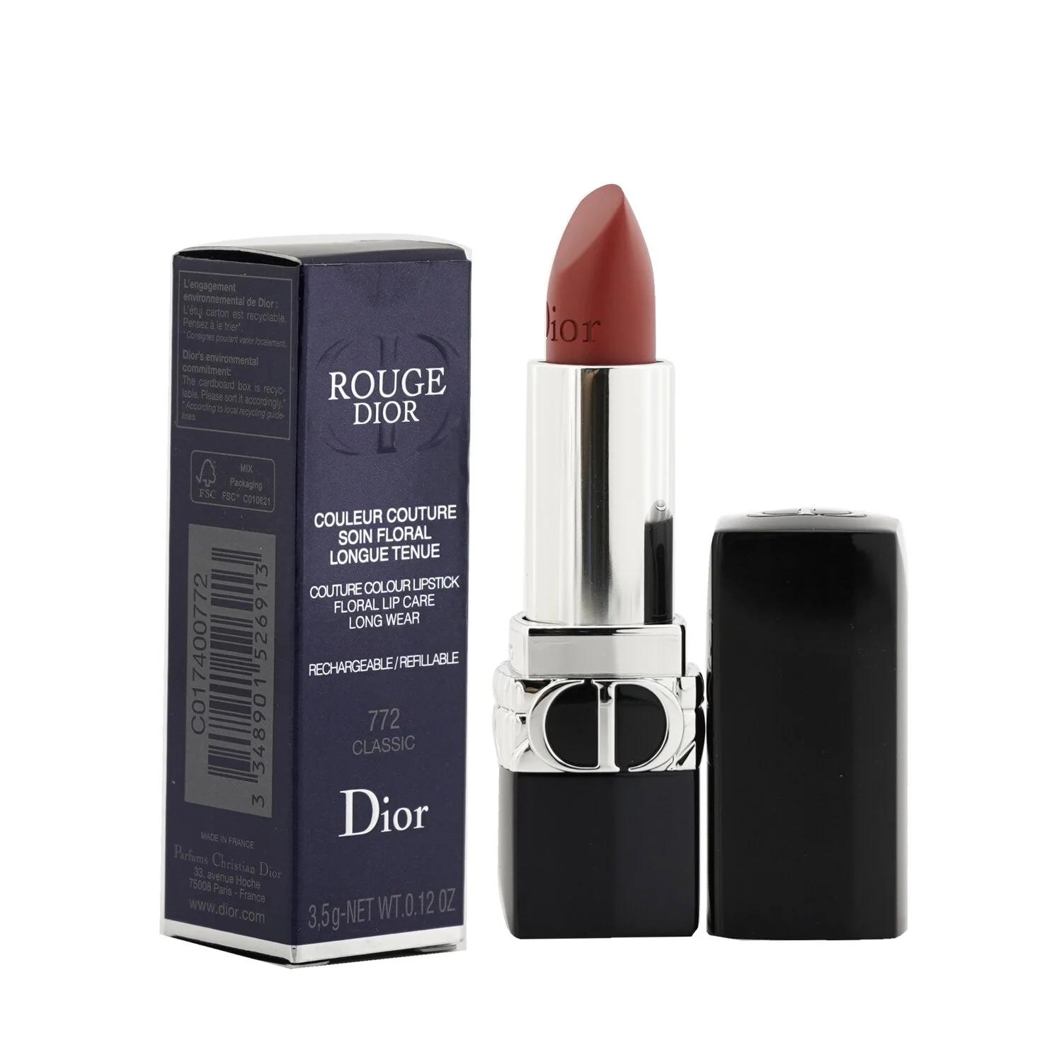 Christian Dior Rouge Dior Couture Colour Refillable Lipstick - # 766 Rose Harpers (Satin)  3.5g/0.12oz
