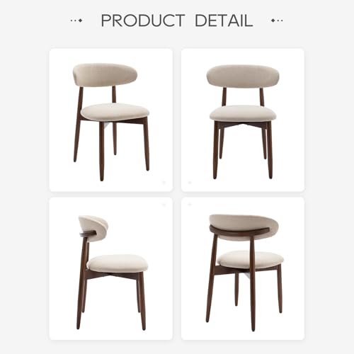 COLAMY Wooden Dining Chairs Set of 4, Modern Fabric Upholstered Dining Room Chair, Farmhouse Kitchen Chairs with Foot Pegs, Green