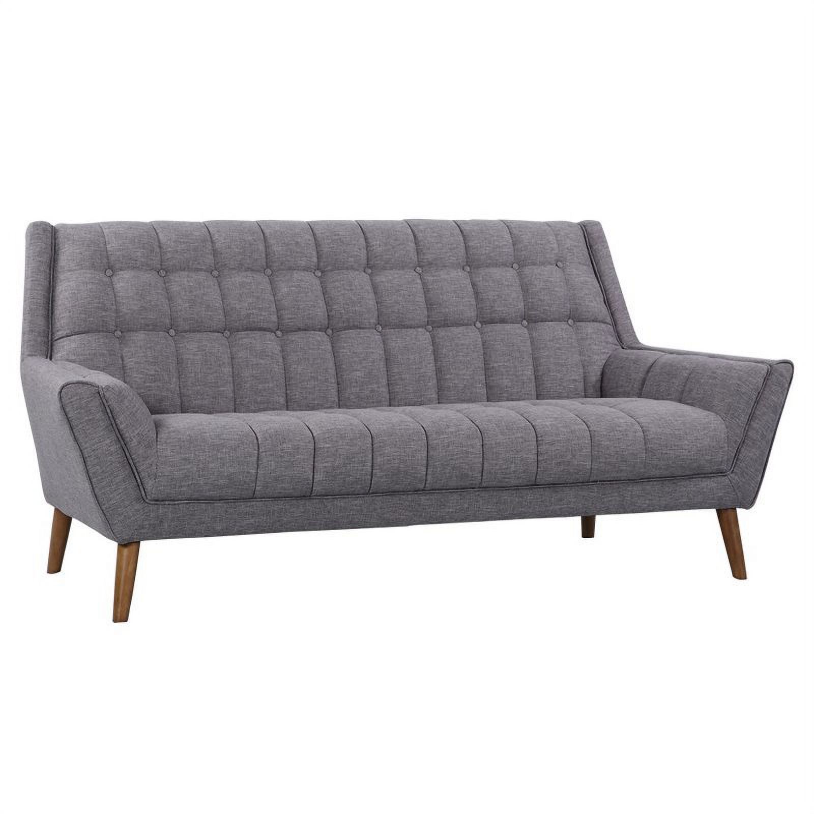 Allora Mid-Century Linen Fabric/Wood Sofa in Dark Gray/Walnut
