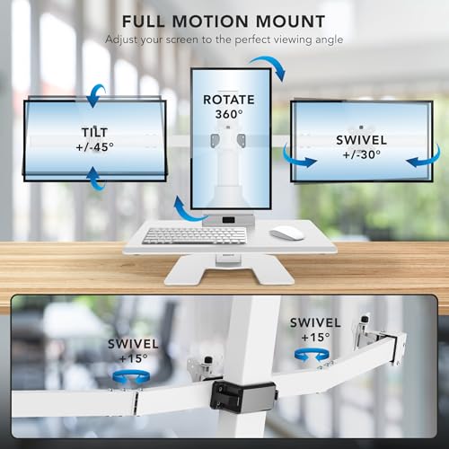 Mount-It! Electric Standing Desk Converter - Motorized Sit-Stand Desk Riser with Monitor Mount
