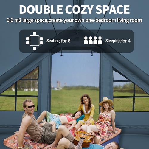 SHANQUAN Inflatable Tent with Pump,4-6 Person Instant Glamping Camping Tents House
