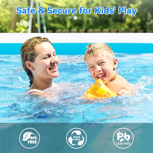 Large Inflatable Swimming Pool, 120" X 85" X 26" Oversized Thickened Blow Up Pools for Adult, Inflatable Pool with Seat and Pump