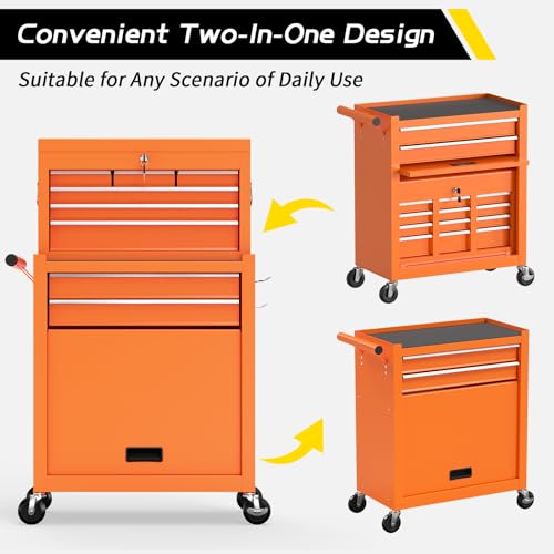 On Shine 8 Drawer Rolling Tool Chest, Large Capacity Rolling Tool Box with Wheels, Locking Mechanical Tool Chest