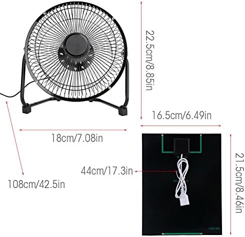 Solar Panel Powered Fan, Mini Portable Solar Energy Cooling Fan Ventilator for Travel Camping Fishing Pack of 2