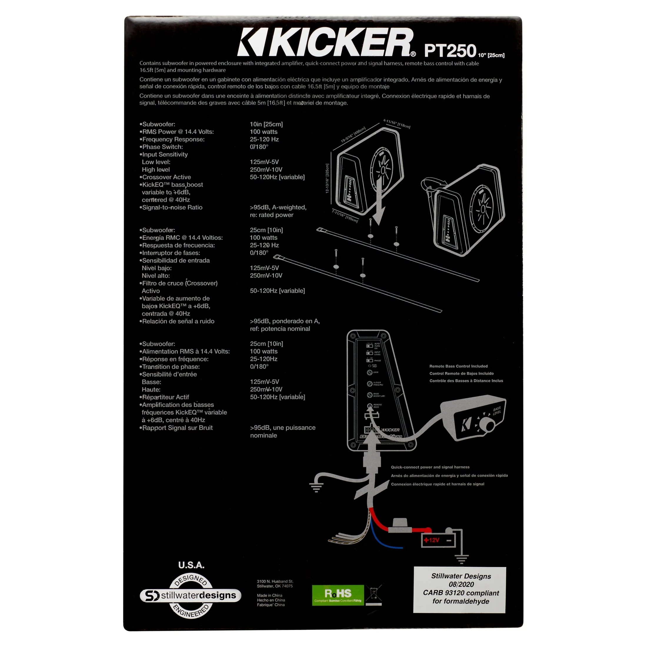 New Kicker PT250 10 Subwoofer with Built-in 100W Amplifier