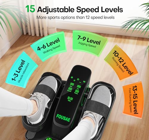 Under Desk Elliptical, Upgraded 6 Adjustable Resistance &15 Speeds Leg Exerciser While Sitting for Seniors with Forward & Reverse Direction
