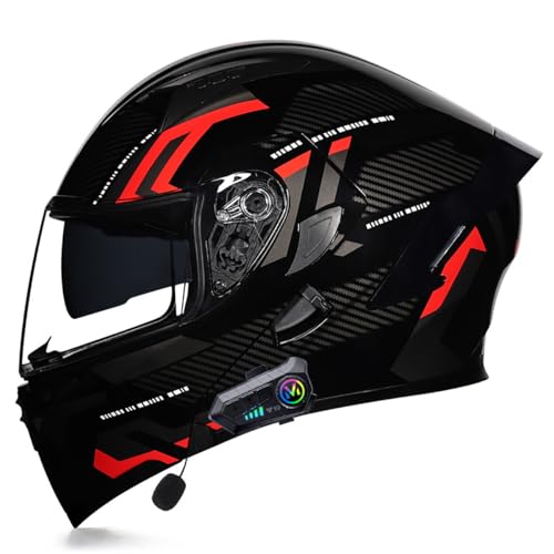 Adults Bluetooth Motorcycle Helmet Full Face Sun Visors Modular Helmets Flip up Motorbike Sport Offroad Mountain Lightweight Helmet for Men Women