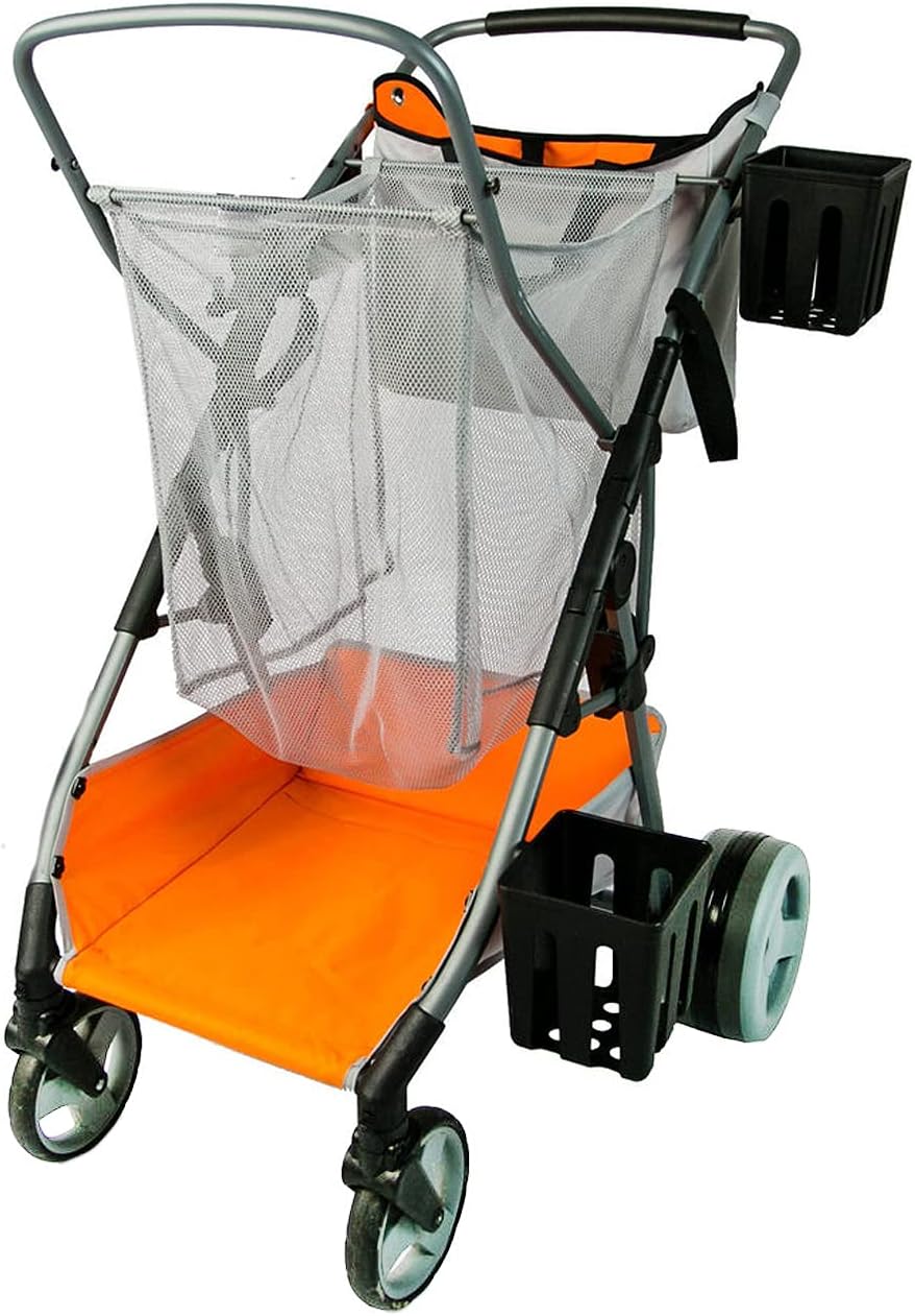 Strolee Beach Compact Folding Cart - All-Terrain Oversized Wheels for Sand and Outdoors - Extra-Large Storage Capacity - Rust Free Aluminum Frame