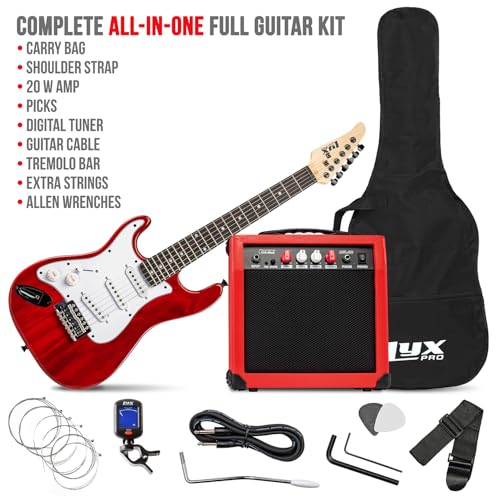 LyxPro 36 Inch Electric Guitar and Kit for Kids with 3/4 Size Beginner’s Guitar, Amp, Six Strings, Two Picks, Shoulder Strap, Digital Clip On Tuner