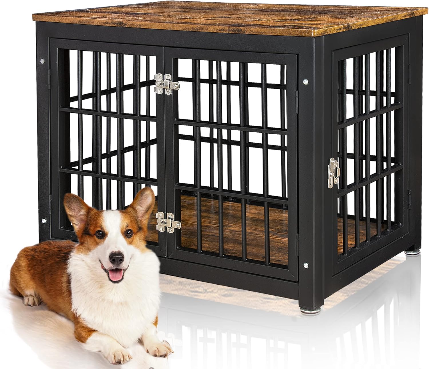 TADASA 32'' Wood Dog Crate Furniture, Decorative Small to Medium Dog Kennel with Double Doors