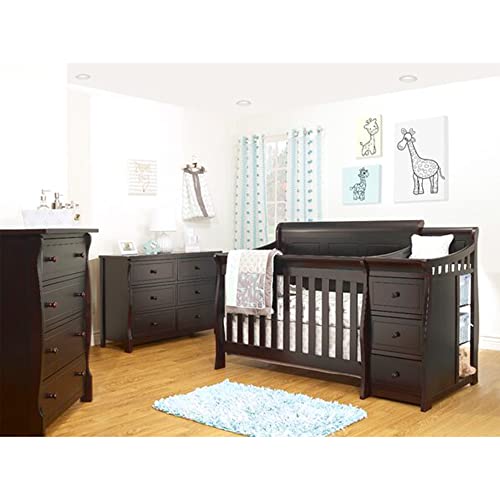 Sorelle Furniture Princeton Elite Crib and Changer with Solid Panel Back Classic -in- Convertible Diaper Changing Table Non-Toxic Finish Wooden Baby