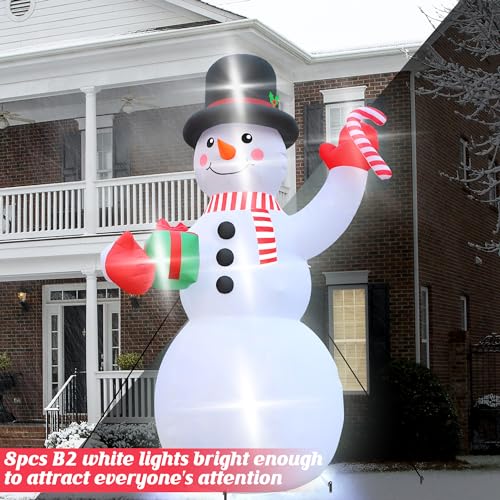 16FT Christmas Inflatable Snowman Outdoor Decorations, Giant Christmas Snowman, Holiday Blow Up Yard Decor with LED Lights