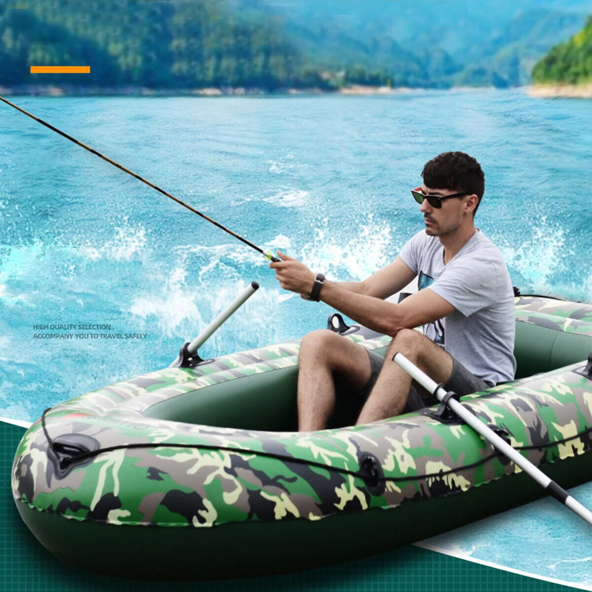 Inflatable Fishing Rowing Boat 3-Person PVC Dinghy Kayak Raft With Paddle Oars USA