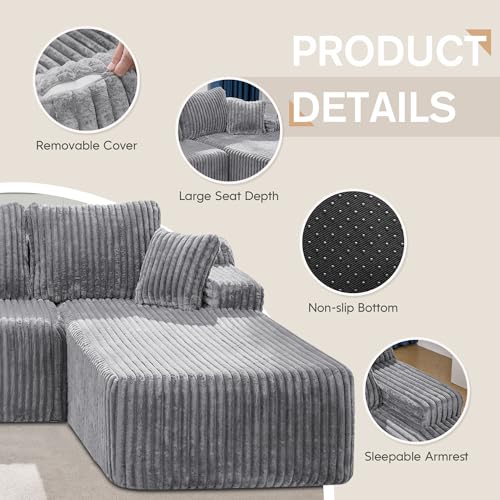 Modular Sectional Sofa Couches L-Shape Couch 3 Seat Modular Sofa Memory Foam Sectional Couches for Living Room