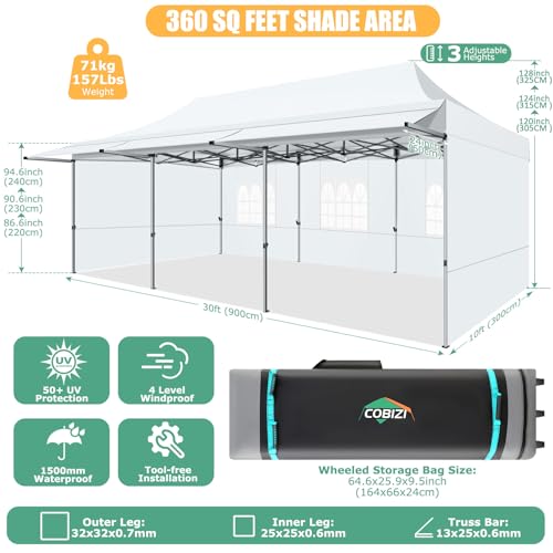 COBIZI 10x10 Pop Up Canopy Tent with Awning