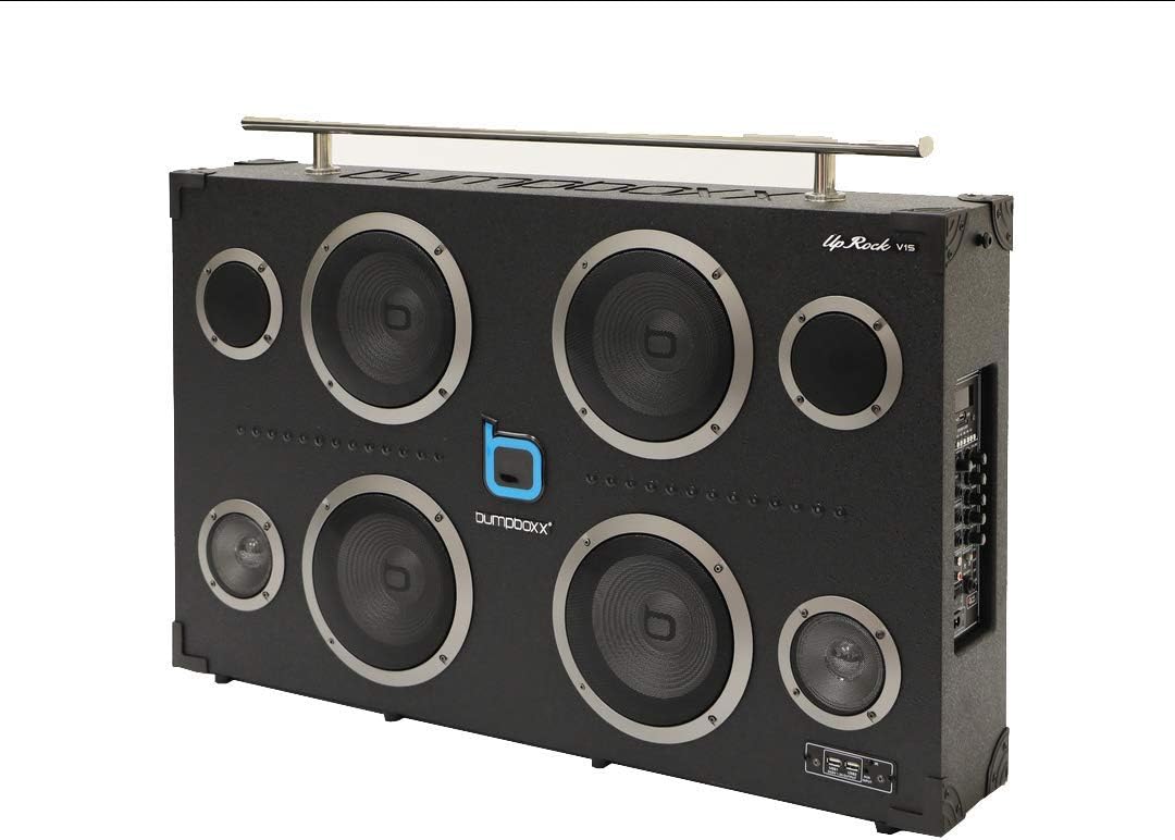 Bumpboxx Bluetooth Boombox Uprock V1s Black | Retro Boombox with Bluetooth Speaker | Rechargeable Bluetooth Speaker