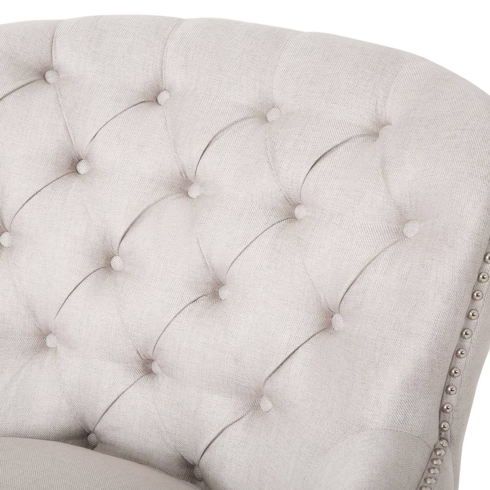 Tafton Tufted Club Chair and Ottoman Gray