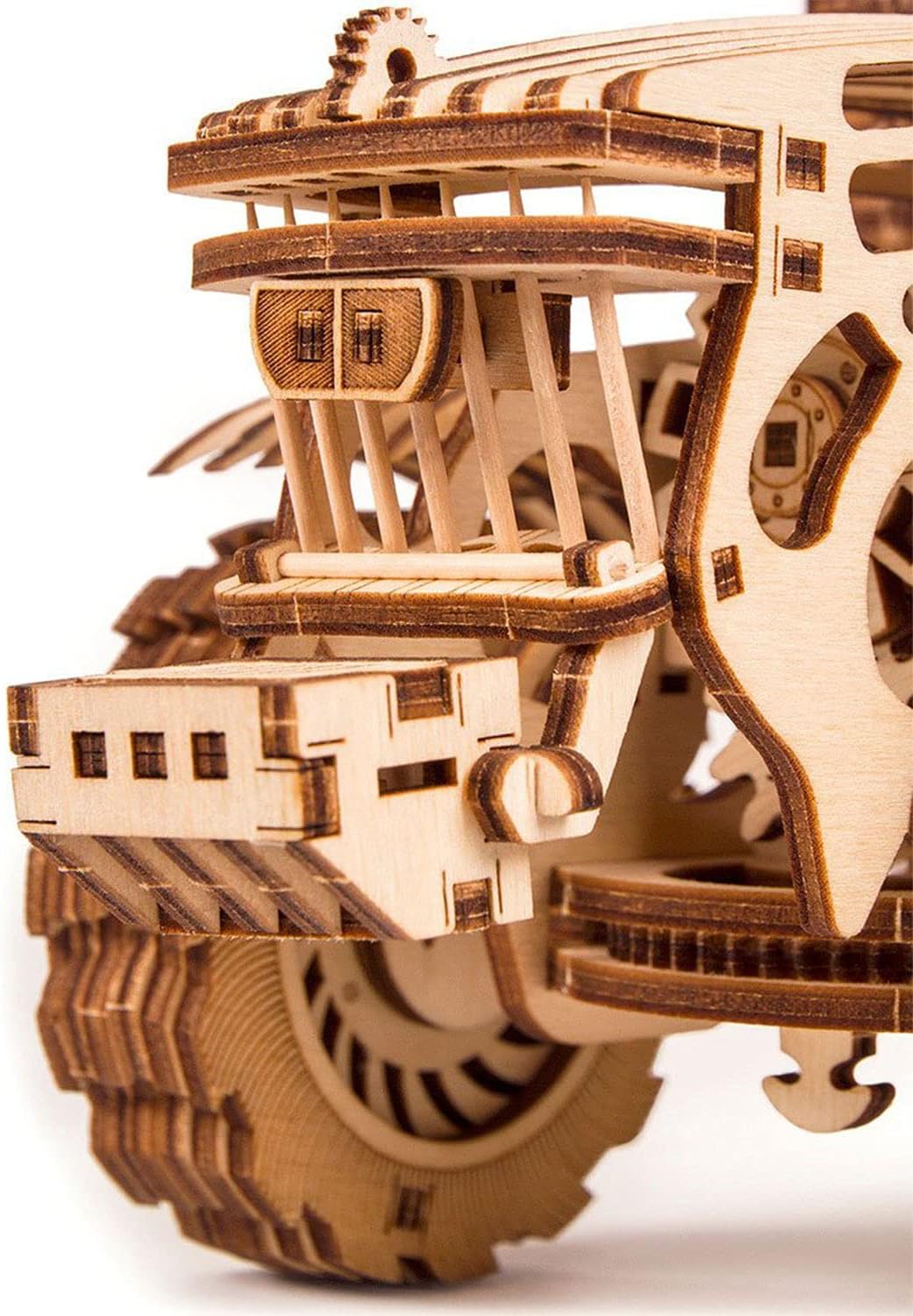 Wood Trick Wooden Mechanical Tractor Model Kit to Build for Adults and Kids - 11x7&Prime; - Detailed and Sturdy - Rubber Band Motor - 2 Speeds