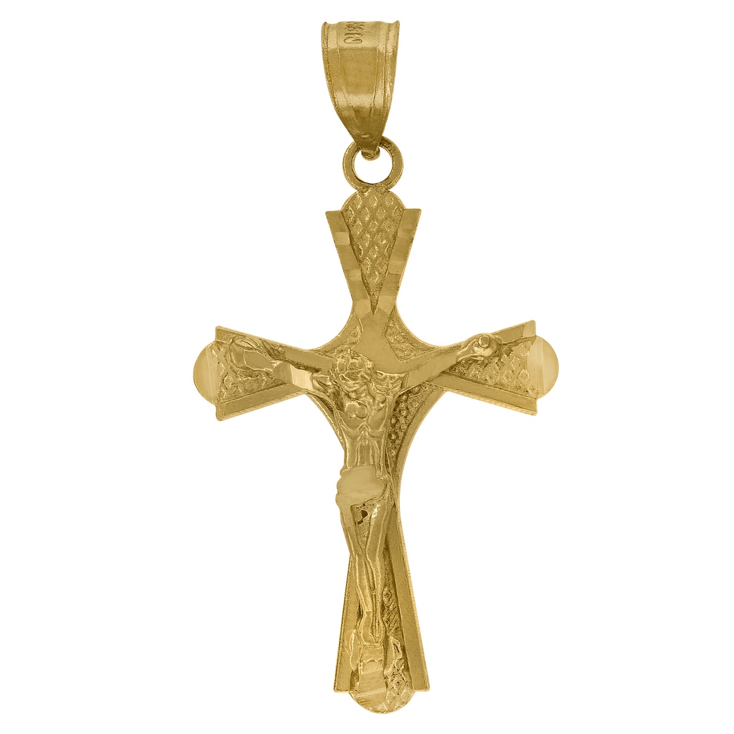 10k Gold Dc Unisex Cross Crucifix Height 33.5mm X Width 18.1mm Religious Charm Pendant Necklace Jewelry Gifts for Women