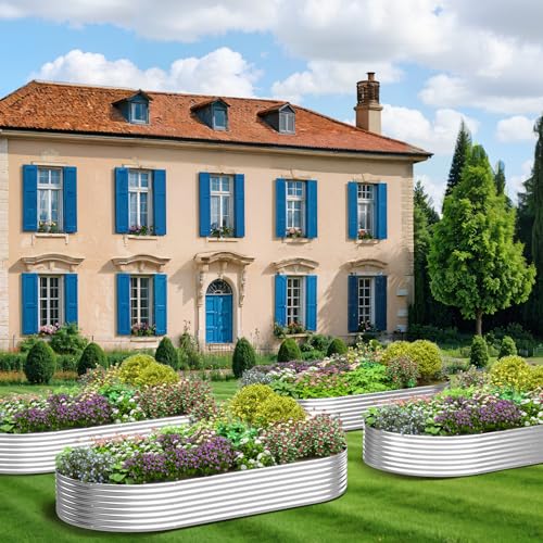 4 Pack 6x2FT Galvanized Raised Garden Bed Outdoor,Metal Garden Bed for Vegetables,Steel Raised Beds for Gardening,Above Ground Garden Box for Flower