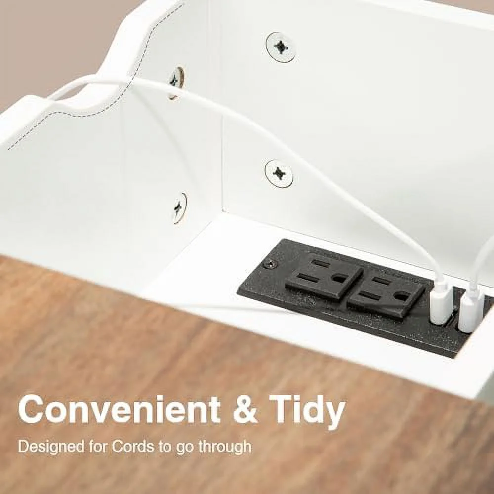 RUNFAYBIU Narrow End Table with Charging Station